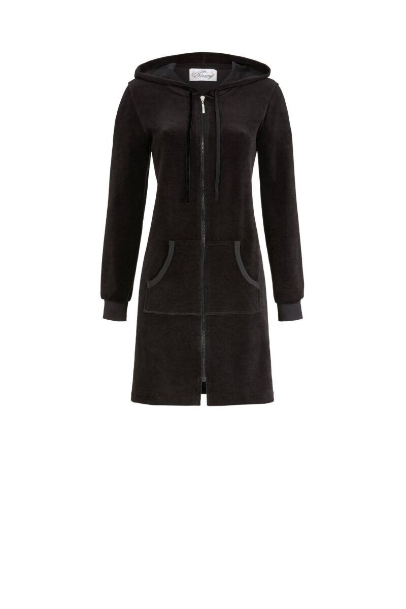 , Bloomy Nicki velours jas met capuchon zwart, Lingerie By M